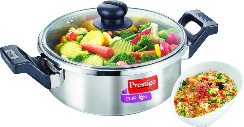 Prestige Sauce Pan 22 cm diameter with Lid 3 L capacity  (Stainless Steel, Induction Bottom)