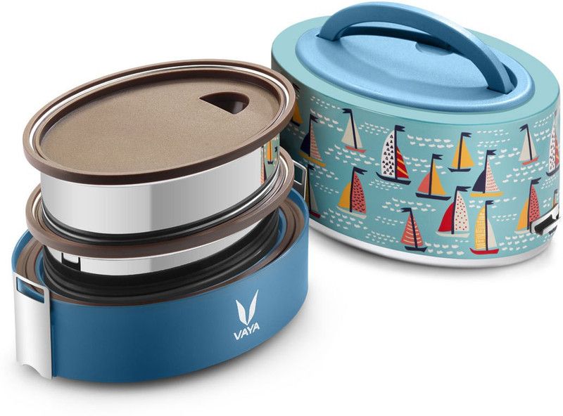 Vaya Tyffyn Lyte 600 ml Sail Polished Stainless Steel Tiffin Box without BagMat (Two 300 ml Containers) - 2 Containers Lunch Box  (600 ml, Thermoware)