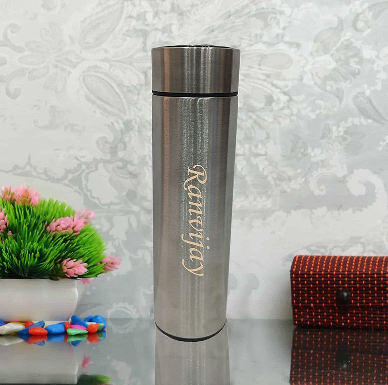 savri Personalized Stainless Steel Temperature Water Bottle with Name on it. 500ml 500 ml Bottle  (Pack of 1, Silver, Steel)