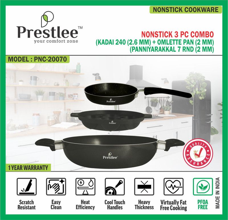 Sabari PrestleePNC-20070 Non-Stick Cookware/Kadhai Set/Omlette PanKadhai combo Offer Non-Stick Coated Cookware Set  (Aluminium, 1 - Piece)