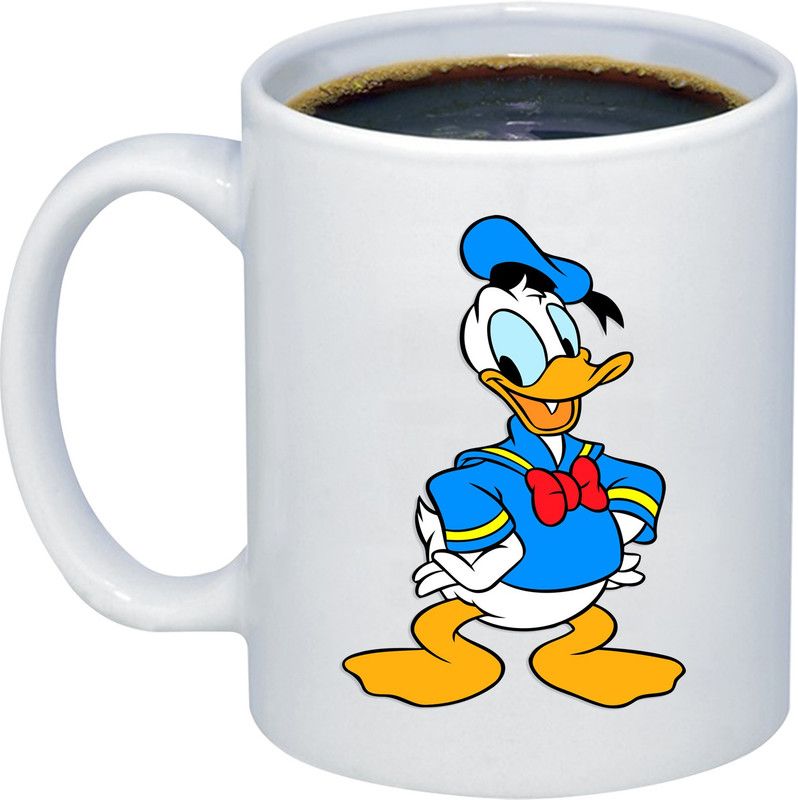 ADITI Designs Donald Duck on transparent background theme Ceramic Coffee Mug  (350 ml)