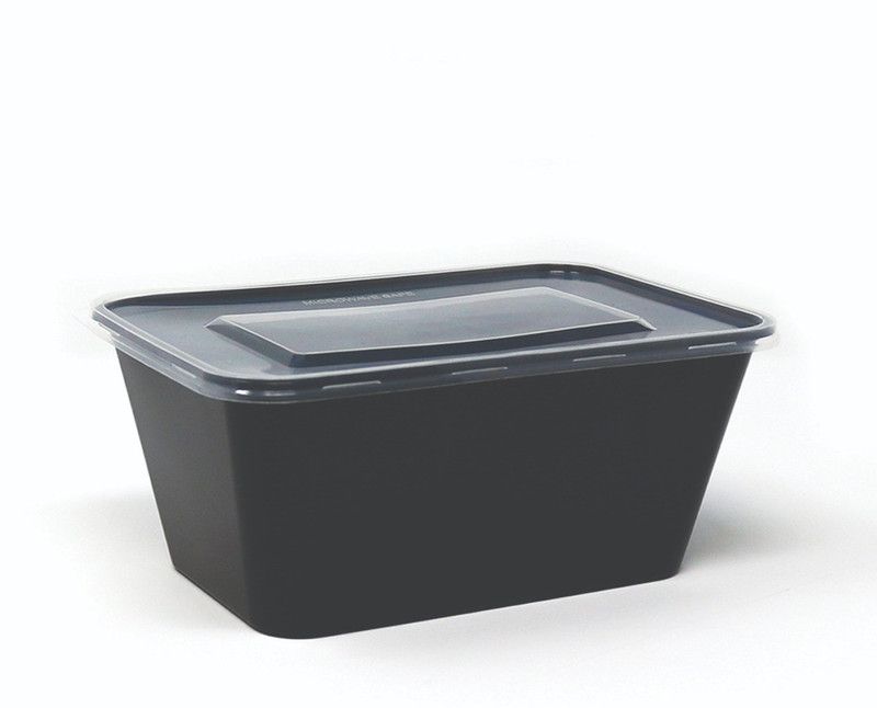 offroad Disposable Black Plastic Rectangle Food Container- 1000ML (Pack of 50 - 1000 ml Plastic Grocery Container  (Pack of 50, Black)