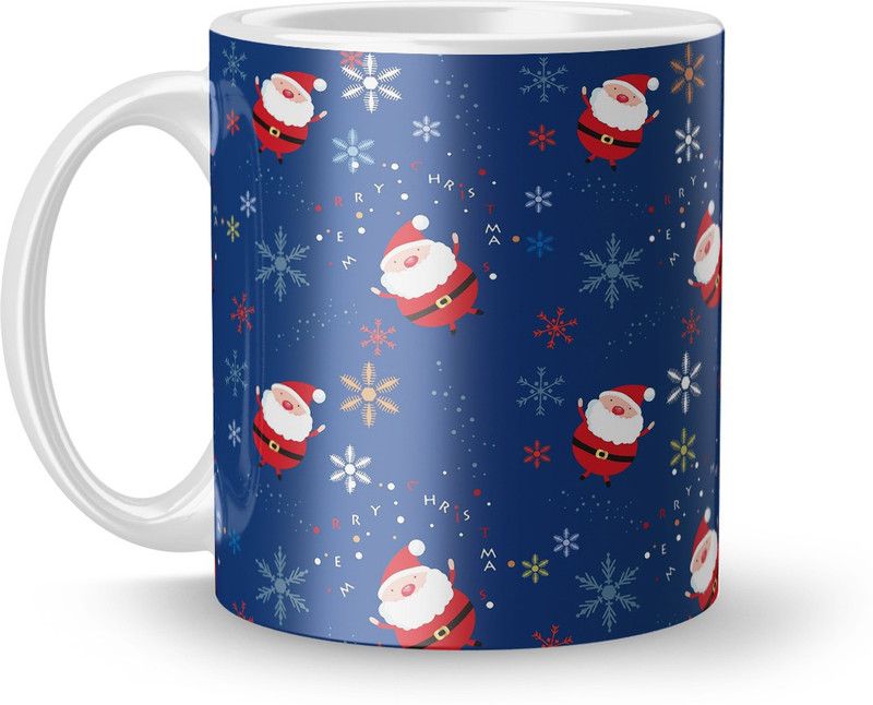Earnam Santa Design with Christmas Theme Ceramic Coffee Mug  (320 ml)