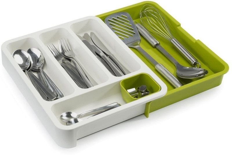 Vidhi sales Expandable Cutlery Tray - Green Disposable Plastic Cutlery Set  (Pack of 1)