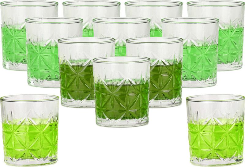 AROXIMA (Pack of 12) Imported clear crystal juice/Drink Glass 330 ML -WT25 Glass Whisky Glass  (330 ml, Glass, Clear)