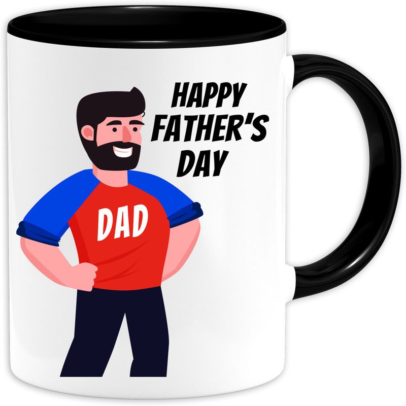 CustomEra Happy Father's Day To Dad For Dad Birthday, Anniversary, Father's Day (Black) Ceramic Coffee Mug  (325 ml)