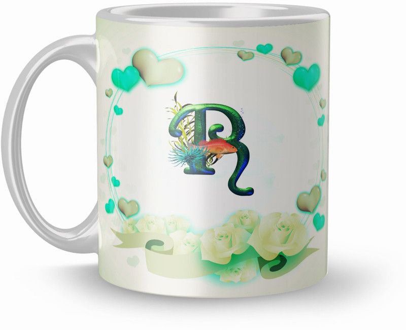 Letter R alphabet Gift for hasband mug (Mug3557)Coffee Ceramic Coffee Mug  (320 ml)