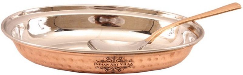 IndianArtVilla Platter with Spoon Dish Set  (Pack of 2)