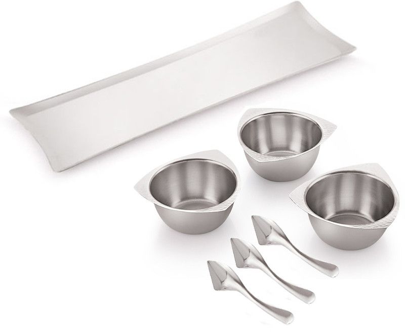 Stainless Steel Serving Bowl  (Silver, Pack of 3)