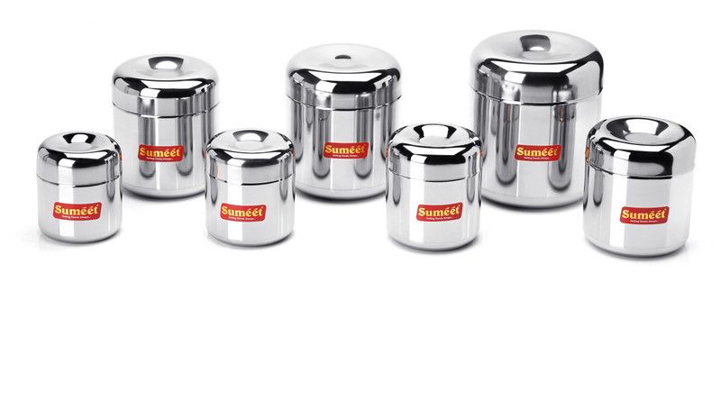 Sumeet Steel Utility Container - 125 ml, 160 ml, 200 ml, 280 ml, 320 ml, 500 ml, 650 ml  (Pack of 7, Silver)