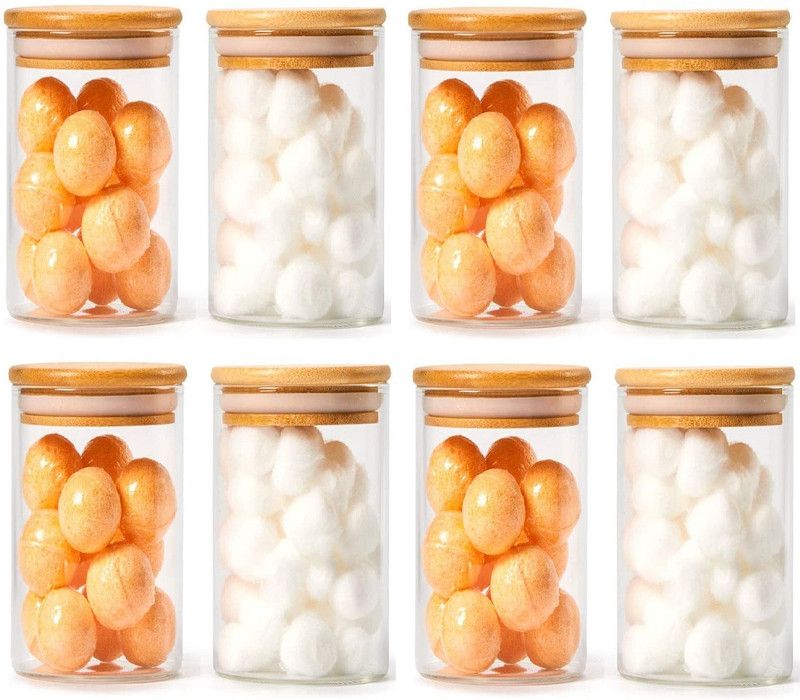 Sv Enterprise Glass Grocery Container - 320 ml  (Pack of 8, Clear)