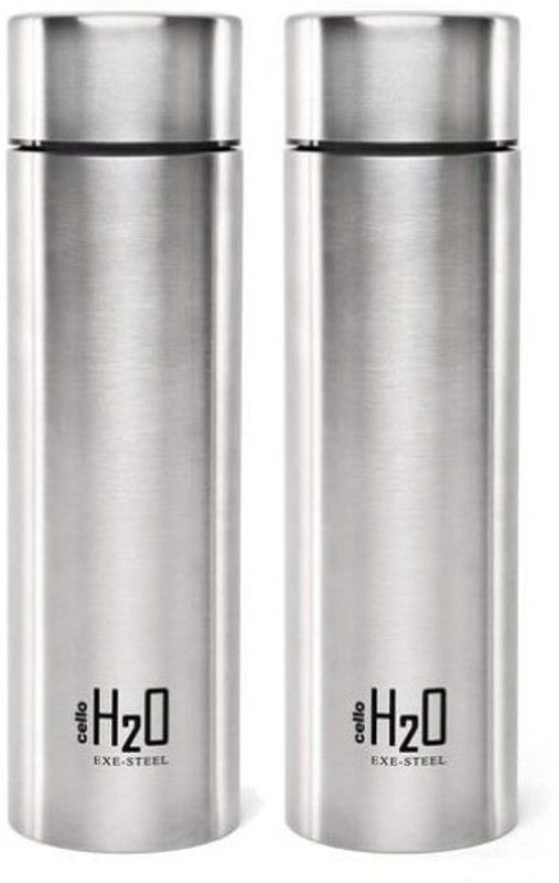 cello H2O EXE STEEL 1000 ml Bottle  (Pack of 2, Silver, Steel)