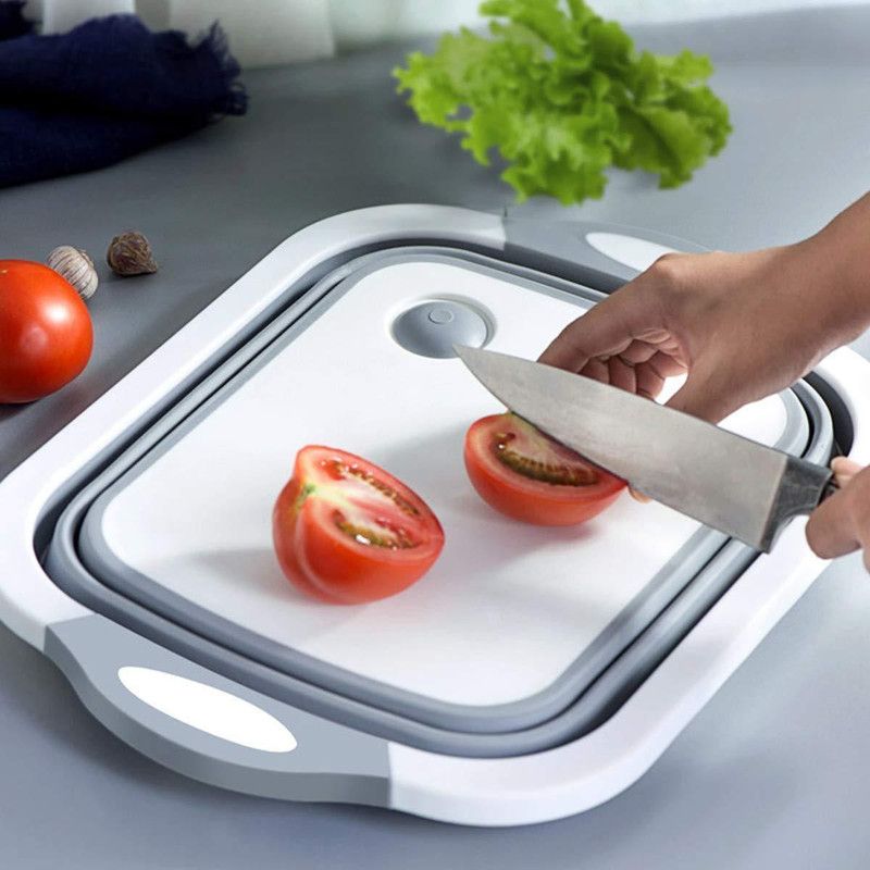OWN MARK Plastic, Silicone Cutting Board  (White, Grey Pack of 1 Dishwasher Safe)