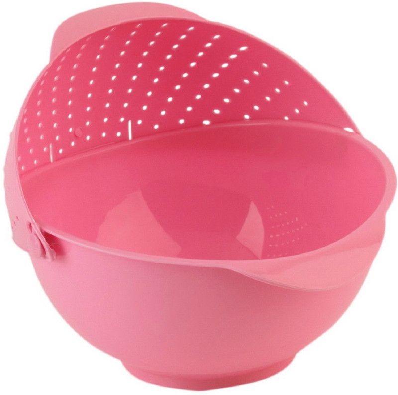 Magnusdeal Multi-Function Bowl with Integrated Colander, Large Collapsible Colander  (Pink Pack of 1)