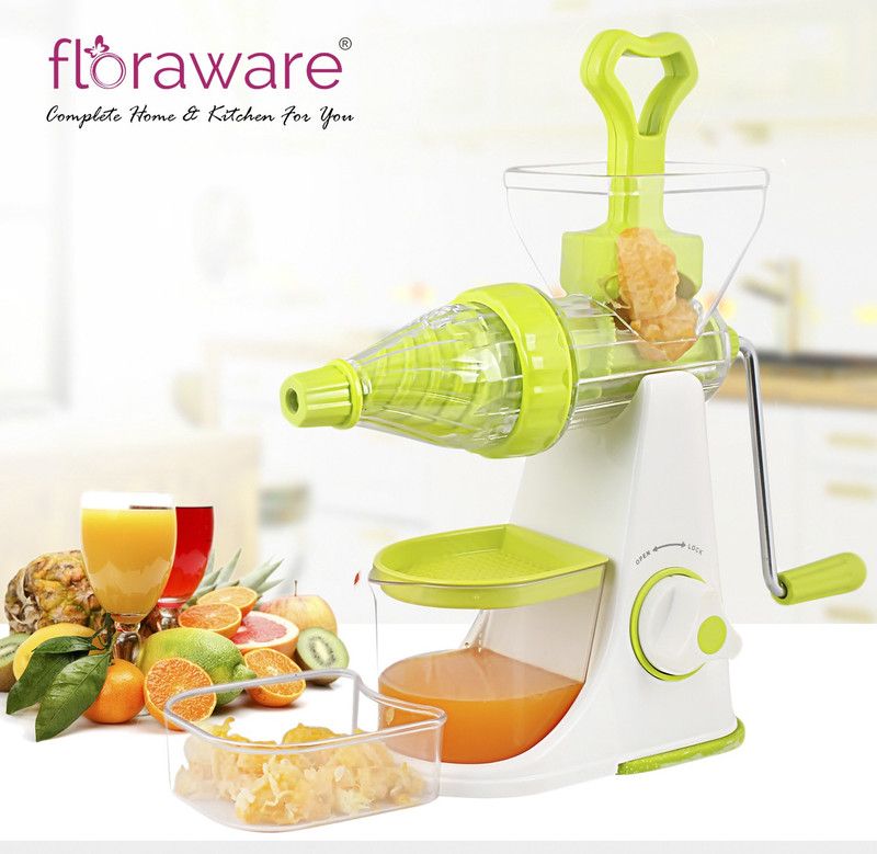 Floraware Plastic Green Colour - Better Performance - with Waste Collector - Advance Fruit & Vegetable Hand Juicer  (Green, White)