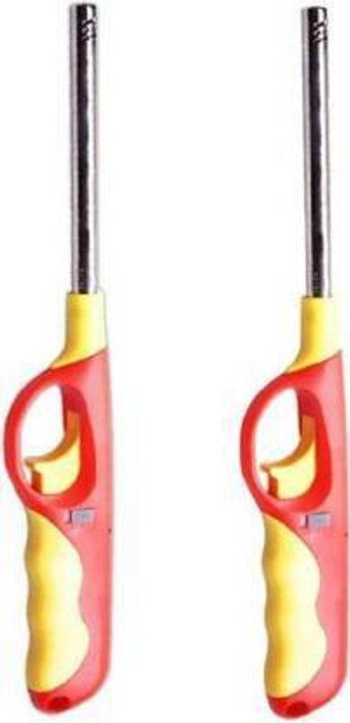 asqure Adjustable Flame Gas Lighter, Refillable Plastic Gas Lighter For Kitchen, Steel Gas Lighter - Multicolor (Pack Of 2) Plastic, Steel Gas Lighter  (Multicolor, Pack of 2)