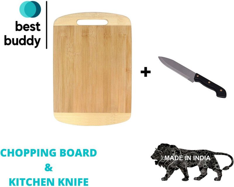 Wooden, Stainless Steel Cutting Board  (Multicolor Pack of 2)