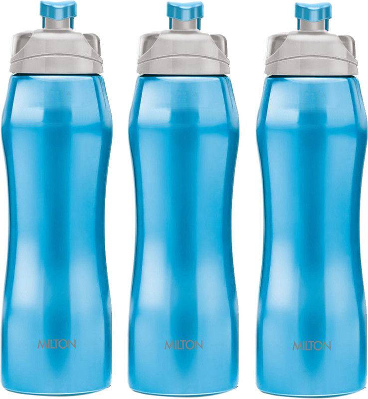 MILTON Hawk 750 Stainless Steel Water Bottle, Set of 3, 750 ml Each, Cyan 750 ml Bottle  (Pack of 3, Blue, Steel)
