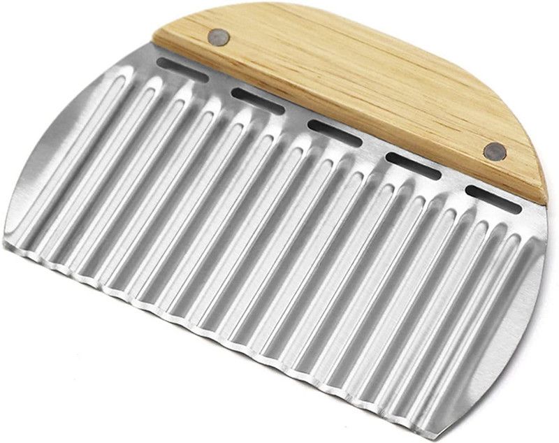 TRIFECTA Stainless Steel Ribbed Knife Vegetable Slicer Chip Cutter Vegetable & Fruit Chopper  (1 * Crinkle Knife(16 x 11 CM))
