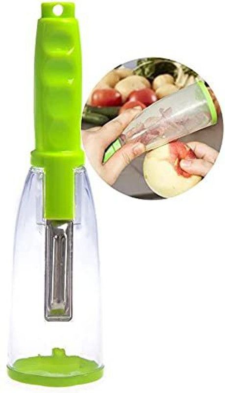 AL ATASH Peeler with Container, No-Mess Peeling for Kitchen Tools, Fruit Slicer Scraper and Vegetable Peeler with Grater Cover Storage Cap Box (1pc, Multicolor) Straight Peeler  (Green)