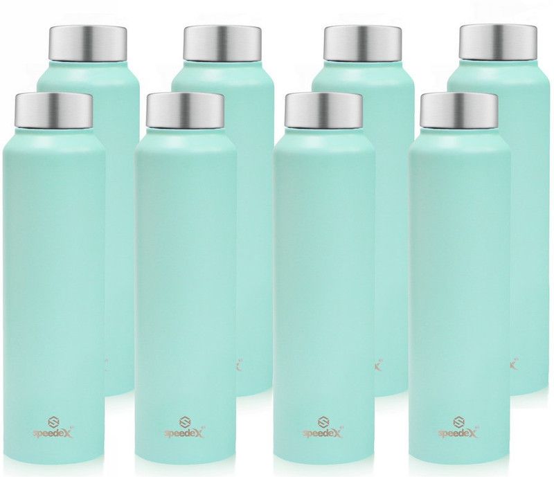SPEEDEX Stainless Steel Water Bottle for fridge School Gym Sports Home office Boys Girls 1000 ml Bottle  (Pack of 8, Green, Steel)