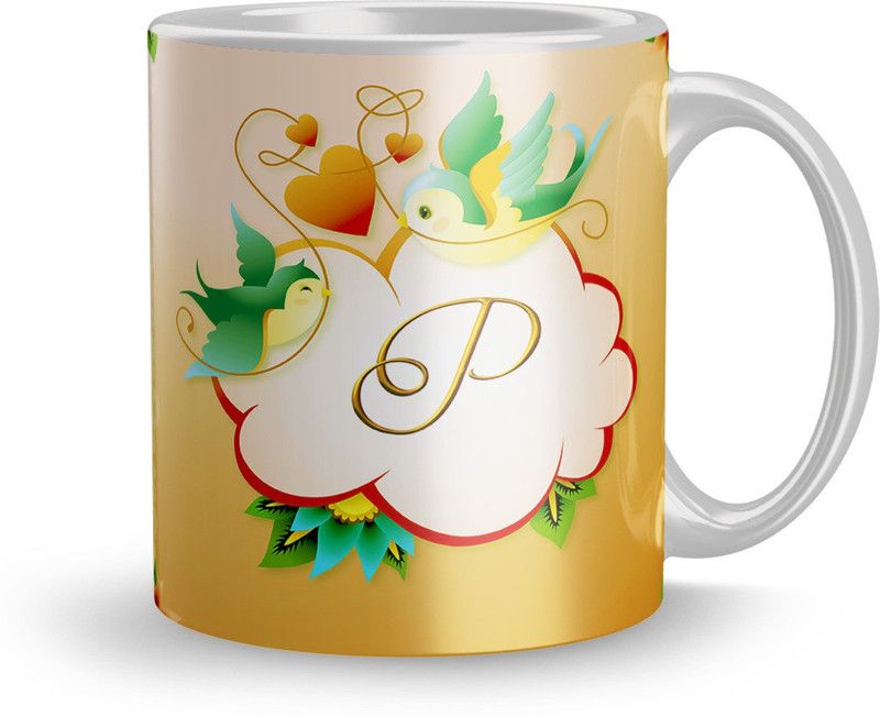 Elegaci Gifts Letter P alphabet Gift for birthday special mug 320ml (Mug3360) Ceramic Coffee Mug  (330 ml)