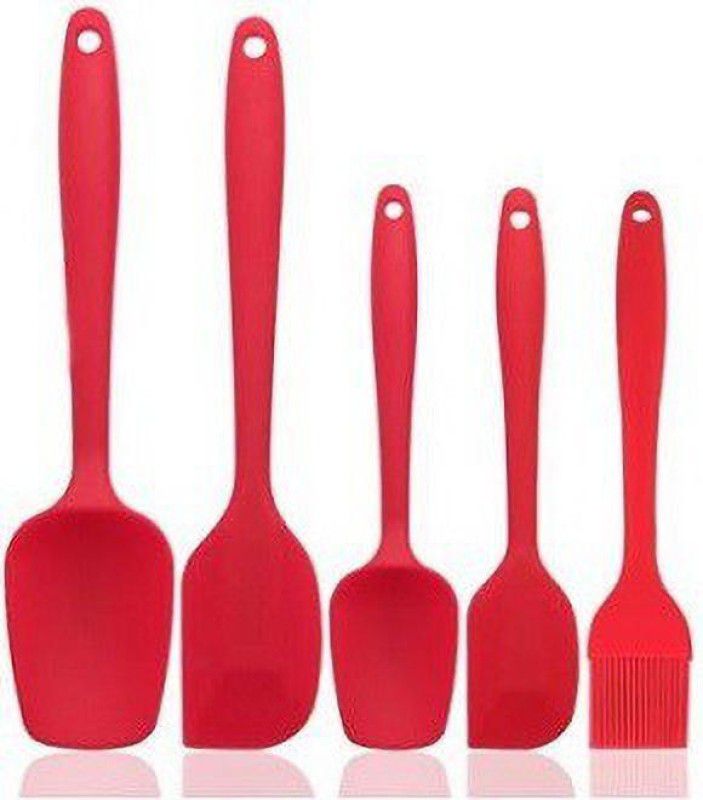 ZILLTOYIN 5 Pcs Food Grade Non-Stick and Heat Resistant Silicone Spatula Set for Cooking Baking and Mixing (Red, Standard Size) Kitchen Tool Red Kitchen Tool Set (Red) Non-Stick Spatula  (Pack of 5)