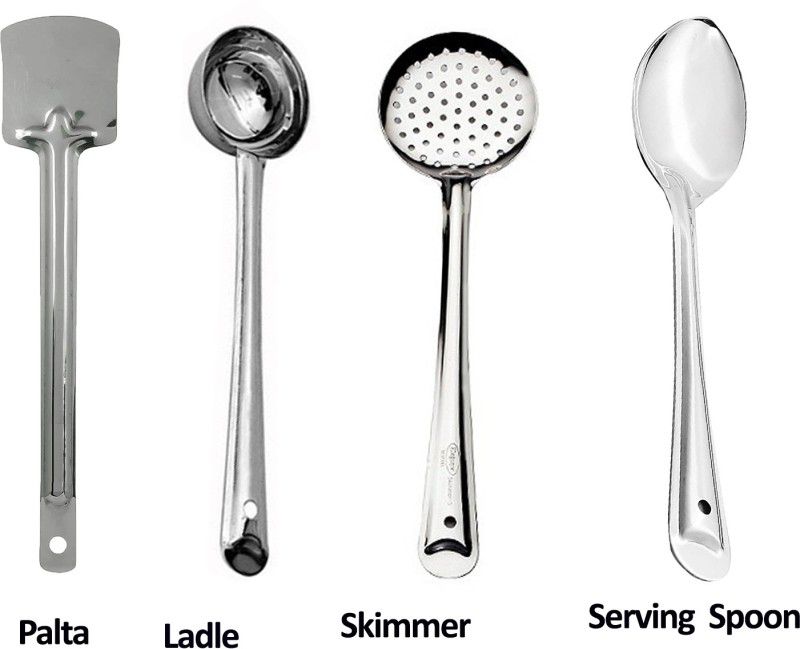 LINASHA (ladle,Palta,Skimmer,Serving Spoon) Stainless Steel Multipurpose Kitchen Tool Steel Kitchen Tool Set  (Steel, Cooking Spoon, Ladle, Skimmer, Scooper)