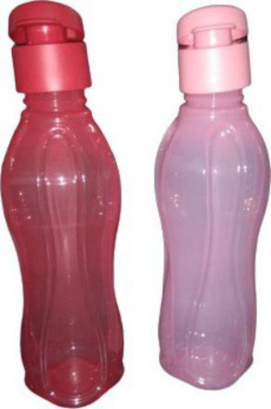 TUPPERWARE Aquasafe 500ml Round fliptop bottle set of 2 500 ml Bottle  (Pack of 2, Red, Pink, Plastic)