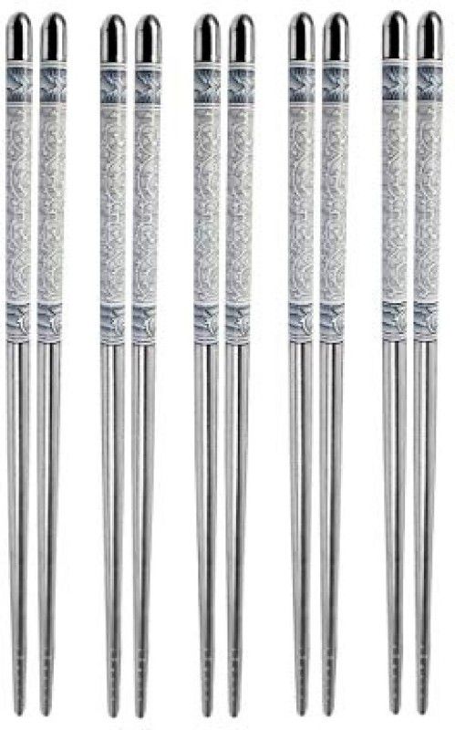 DEZIINE Eating Stainless Steel Chinese Chopstick  (Silver Pack of 10)