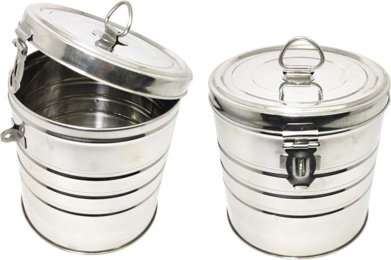 bartan hub Stainless Steel Deep Container set of 2 ( Deep Dibba , Dishwasher safe , 2 KG , Light Weight ) - 2 L Steel Tea Coffee & Sugar Container  (Pack of 2, Silver)