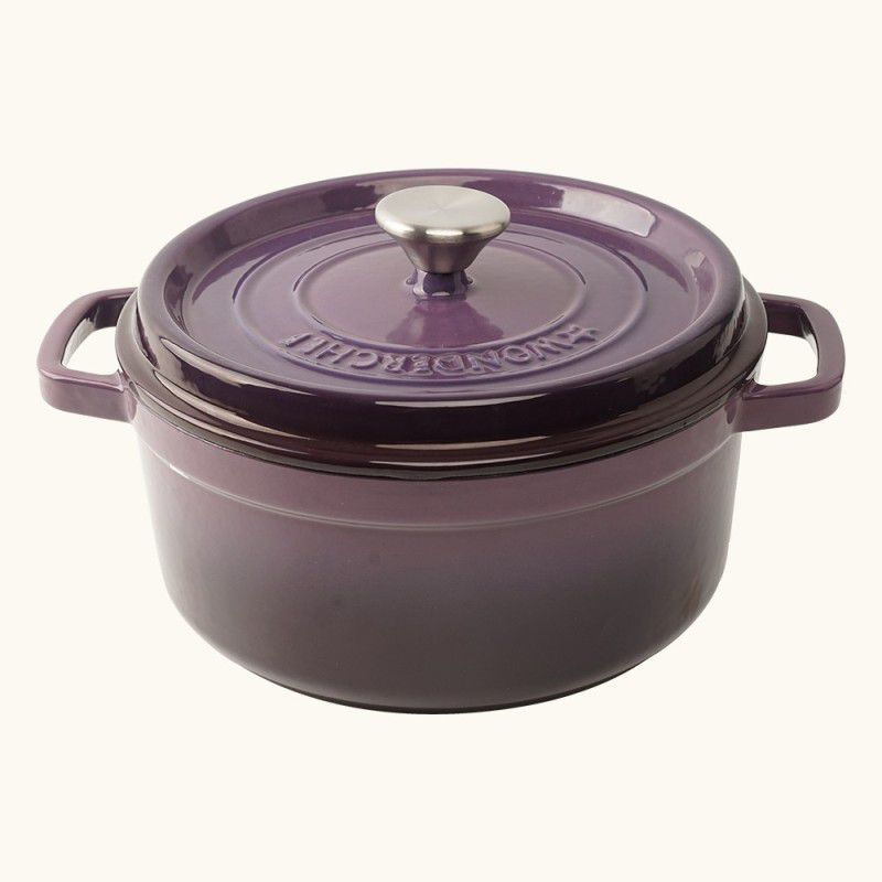 WONDERCHEF Ferro Cast-Iron with Lid 26cm (Purple) Cook and Serve Casserole  (5 L)