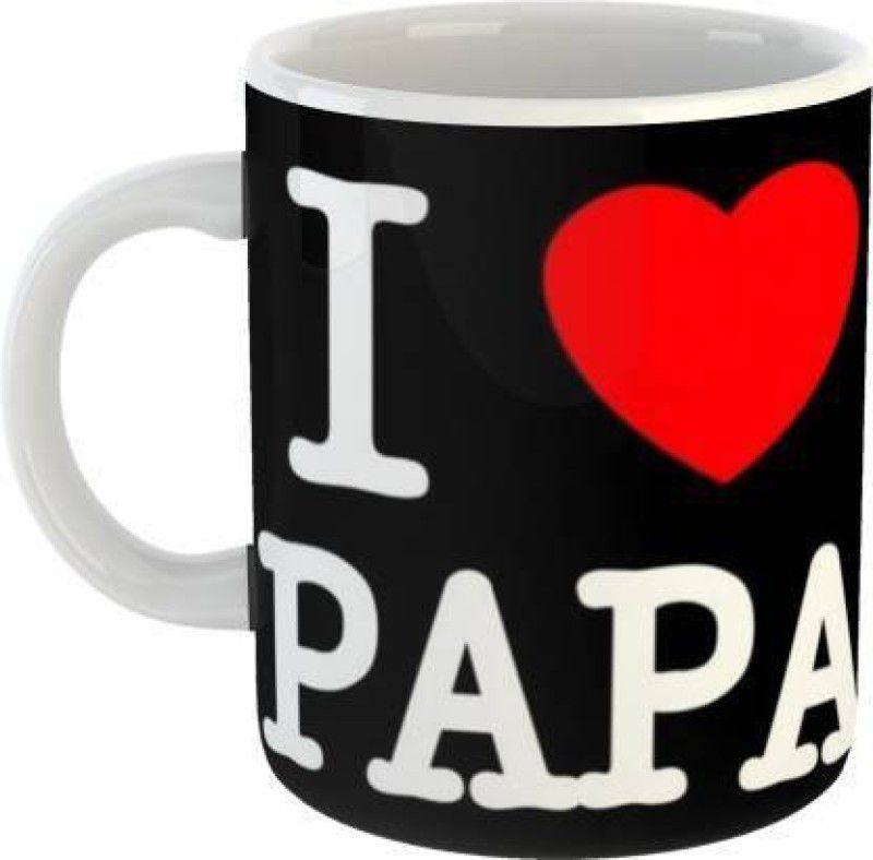 UT Creation I Love My Papa Coffee Gift for Dad Father Happy Fathers Day White Coffee Ceramic Coffee Mug  (350 ml)