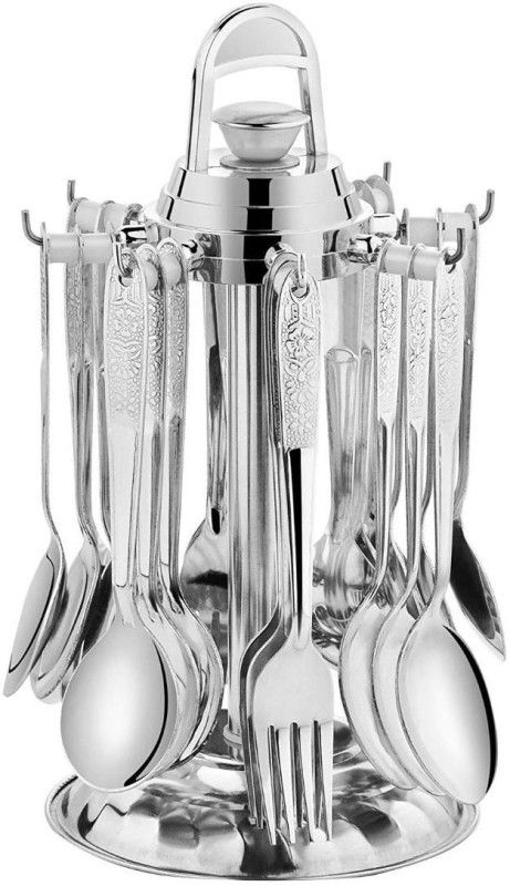 Parage Pretty 25 pc Cutlery set for dining table, spoons set combo with stand, Designer Stainless Steel Cutlery Set  (Pack of 25)