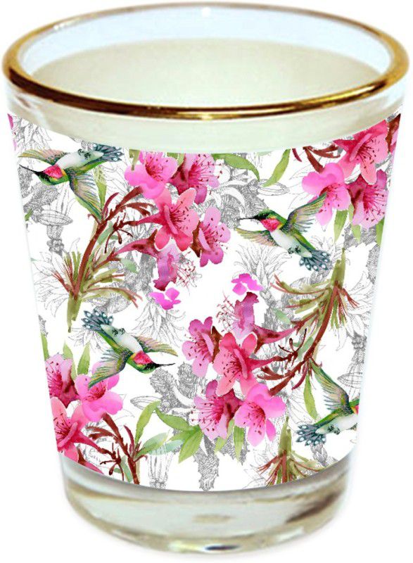 Sri Sai Shopping vodka shot glass multicolor floral design with golden rim for home and bar accessories 40ml (style-10058) Glass Shot Glass  (40 ml, Glass, Multicolor)