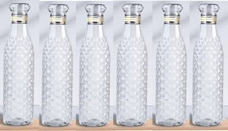 Homedmart Presents Pack of 6 Diamond Cut Clear Leakproof Water Bottle for Office & School 1000 ml Bottle  (Pack of 6, Clear, Plastic)