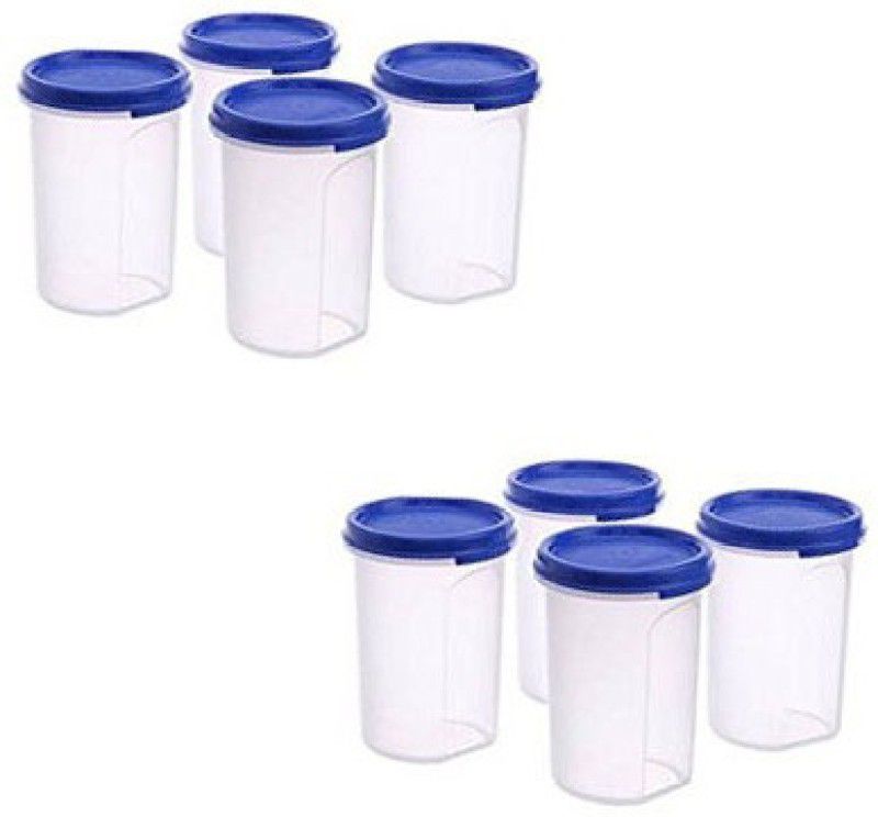 TUPPERWARE Coffee, Tea powder, dry nuts, elaichi cloves etc - 440 ml Polypropylene Grocery Container  (Pack of 8, White, Blue)