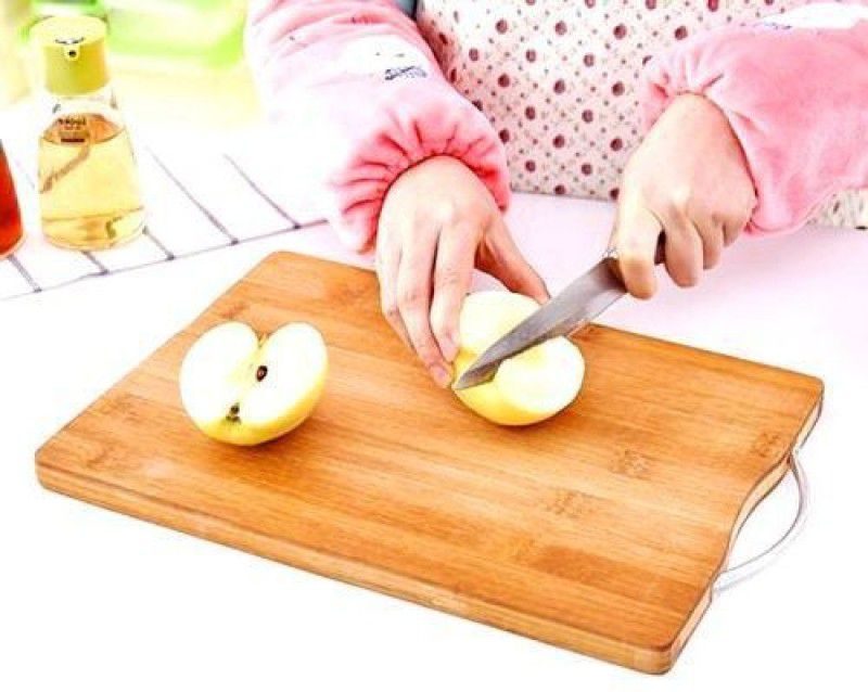 Gentle e kart ® [24*34 cm] Wooden Chopping Board with Handle,Fruits, Vegetables, Fish, Chicken & Meat Wooden Cutting Board  (Beige Pack of 1 Dishwasher Safe)