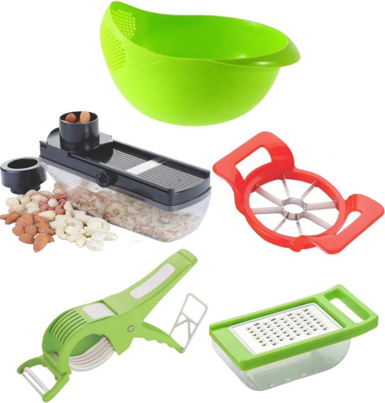 pSmart Kitchen Tool Combo Set 2 in 1 Vegetable Cutter Cheese Grater,Dry Fruit Slicer,Apple Cutter,Pizza Cutter (Mini) Multicolor Kitchen Tool Set  (Multicolor, Cutter, Grater, Slicer, Cutter)