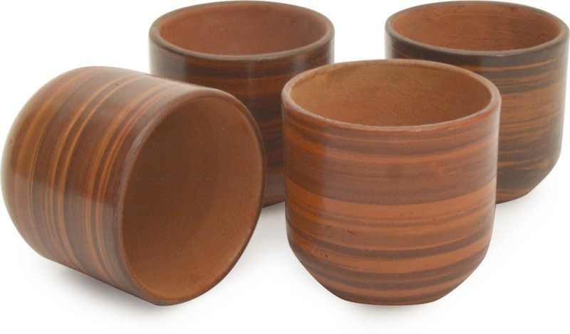 StyleMyWay Pack of 4 Earthenware Handcrafted Clay Tea/Chai Khullad Cup-Set of 4  (Brown, Cup Set)