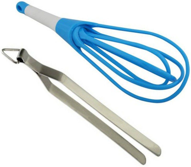 Virtuoso BAKING-TOOLS-2558 Combo Pack - Steel Chimta & Plastic Twisted Whisker Kitchen Tool Set  (Baking Tools, Whisk)