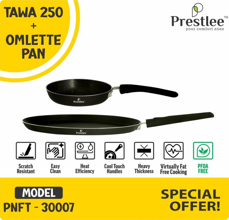Sabari Prestlee PNFT-30007 Non-Stick Coated Cookware Set/Dosa Tawa Combo/Tawa with Lid Tawa 25 cm diameter  (Aluminium, Non-stick)