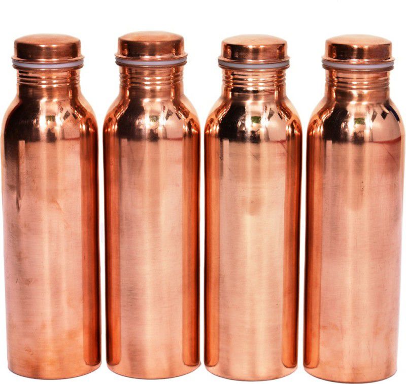 YaNik Copper Water Bottle 1000 ml Bottle  (Pack of 4, Brown, Copper)