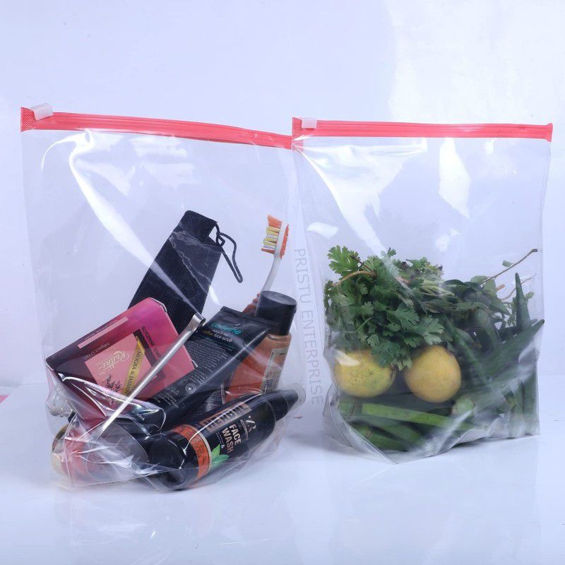 GADGETWEAR 10 pcs Ziplock Pouch Vegetable Bag for Fridge - 1 ml Plastic Fridge Container  (Pack of 10, Multicolor)