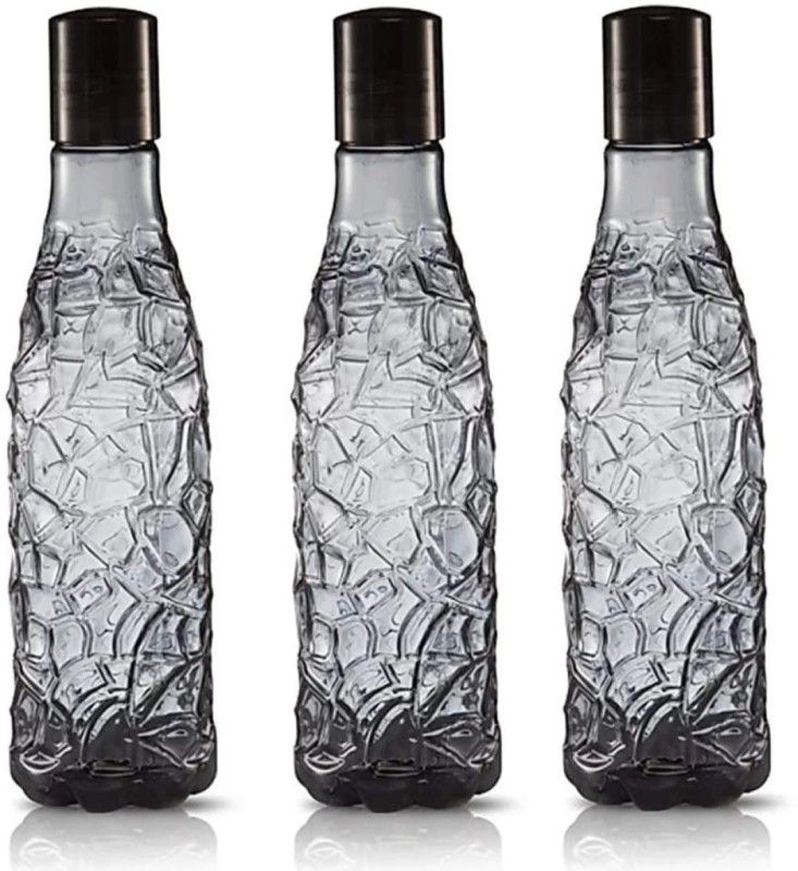 Black Diamond Cap Water Bottles For Fridge Home Office Gym School Pack Of 6 1000 ml Bottle  (Pack of 6, Black, Plastic)