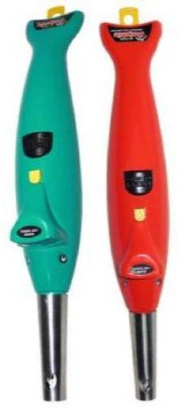 Adhunik Rasoi (Set of 2) Gas Lighter with LED Torch for Kitchen Plastic Electronic Gas Lighter  (Green, Red, Pack of 2)