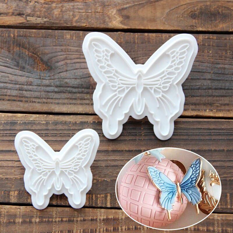 ALAMDAAR 2Pcs Butterfly Plastic Cutter Fondant Gumpaste Theme Biscuit Mold Baking Tools Cookie Cutter  (Pack of 2)