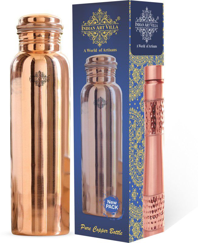 IndianArtVilla Pure Copper Water Bottle,Leak Proof design ,Drinkware 900 ml Bottle  (Pack of 1, Brown, Copper)
