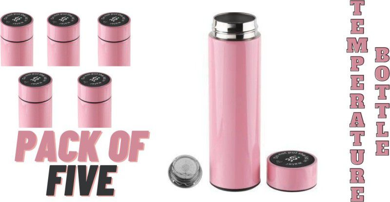 GUPTA Smart Insulated Water Bottle LED Temperature Display (PINK) (Pack of Five) 500 ml Flask  (Pack of 5, Pink, Steel)
