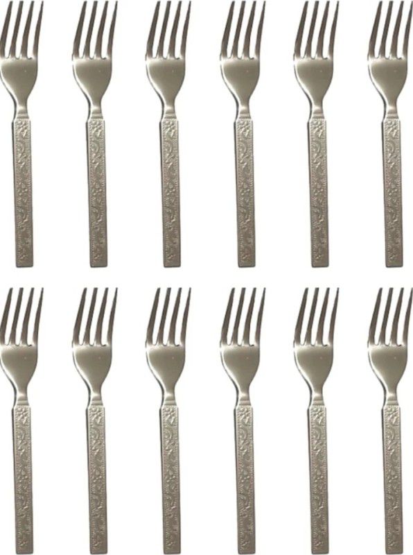 HOPEUP Stainles steel dinner / table fork set of 12 piece ,silver stainless steel fork set (pack of 12). Disposable Steel Salad Fork, Fruit Fork, Dinner Fork Set  (Pack of 12)